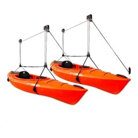 StoreYourBoard Kayak Ceiling Storage Hoist, Garage Pulley Hi-Lift System (2 Kayaks)