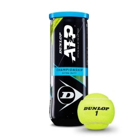 Dunlop Sports ATP Championship Tennis Balls, Extra Duty, 6 x 3-Ball cans, Yellow, 6-can Pack