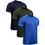 Neleus Mens 3 Pack Mesh Athletic Running Sport Shirts,5033,Navy Blue,Blue,Olive Green,3Xl