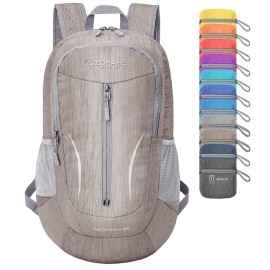 Zomake 25L Ultra Lightweight Packable Backpack - Foldable Hiking Backpacks Water Resistant Small Folding Daypack For Travel(Light Gray)