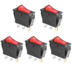 5Pcs AC 250V/16A, 125V/20A Red Light Illuminated LED On/Off SPST 3 Pin 2 Position Mini Boat Rocker Toggle Switch Snap for Car Boat by QTEATAK