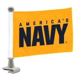 Fanmats 61855 Us Navy Ambassador Car Flags - 2 Pack Mini Auto Flags, 4In X 6In, Perfect For Hood Or Trunk