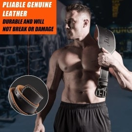 Genuine Leather Weight Lifting Belt For Men 6 Inch Gym Weight Belt Lumbar Back Support Powerlifting Weightlifting Heavy Duty Workout Training Strength Training Equipment