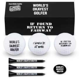 Horrible Balls Golf Funny Gift Sets- Funny Gag Novelty Present For Him For Golfers - Worlds Okayest Golfer Pack