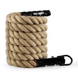 Yes4All Gym Climbing Rope for Fitness & Strength Training, Crossfit Exercises & Home Workouts (1.5in - 10ft), Natural