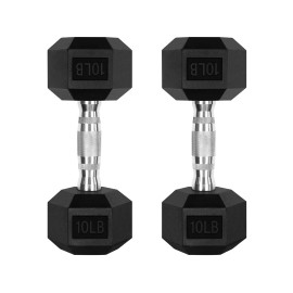 Ritfit 10Lb Dumbbells Set Of 2 Rubber Encased Dumbbell Sets With Optional Rack For Home Gym, Coated Hand Weights For Strength Training, Workouts