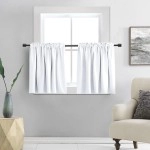 Donren Pure White (Only Block 50 Lights) Small Window Curtain Panels Room Darkening Curtain Tiers For Nursery With Rod Pocket (42 X 36 Inch,1 Pair)