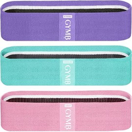 Gymbee Resistance Bands For Working Out, 3 (Pink, Cyan, Lavender) - Men/Women Exercise Bands, Glutes, Thighs, Legs - Non-Slip Cloth Booty Bands, Work Out Band Resistance - Home Fitness, Yoga, Strength