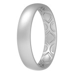 Thunderfit Women Breathable Air Grooves Silicone Wedding Ring Wedding Bands Anniversary Rings - 4Mm Width - 15Mm Thick (Silver, 65-7 (173Mm))