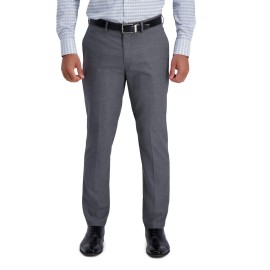 Jm Haggar Mens 4-Way Stretch Dress Pant-Slim Fit Flat Front, Graphite, 29W X 30L