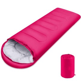 Sleeping Bag, Lightweight 3 Season Weather Sleep Bags For Kids Adults Girls Women, Microfiber Filled 5-20 Degree For Backpackinghikingcampingmountaineering With Compression Sack-Pink