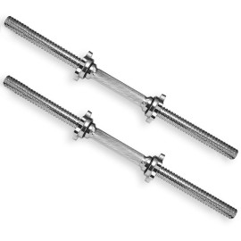 A2Zcare Threaded Dumbbell Handlesadjustable Dumbbell Bar Handles - Fit 1 Inch Standard Weight Plate - Weightlifting Accessories - Sold In Pair (Chrome Handgrips - 24 Inch)