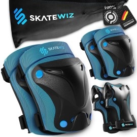 Skatewiz Elbow Pads Knee Pads For Women - Knee And Elbow Pads Adult - Protect-1 - Size L In Blue - Skateboard Pads Skate Pads Adult - Knee Pads For Skating - Skating Protective Gear Adult