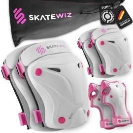 Skatewiz Elbow Pads Knee Pads For Women - Knee And Elbow Pads Adult - Protect-1 - Size L In Pink White - Skateboard Pads Skate Pads Adult - Knee Pads For Skating - Skating Protective Gear Adult