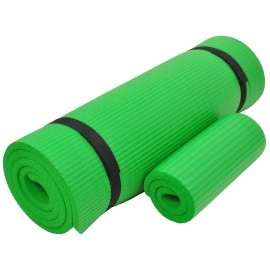 BalanceFrom Everyday Essentials 1/2-Inch Extra Thick High Density Anti-Tear Exercise Yoga Mat with Knee Pad and Carrying Strap, Green