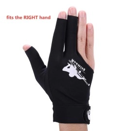 Roaming Quick-Dry Breathable Billiard Shooters Carom Pool Snooker Cue Sport Glove Fits on Right Hand (Black-Right Hand, S/M)