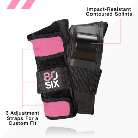 80Six Pad Set with Wristguards, Elbow Pads, and Knee Pads for Kids, Pink, Small / Medium - Ages 8+