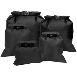 Kuou 5 Pack Black Waterproof Dry Bags, Lightweight Dry Sacks Set Floating Dry Sacks Black Drifting Bags For Rafting Boating (15L+25L+35L+45L+ 6L)