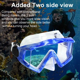 Aqua A Dive Sports Diving Mask Anti-Fog Swimming Snorkel Mask Suitable For Adults Scuba Dive Swim Snorkeling Goggles Masks (Blue-White)