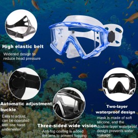 Aqua A Dive Sports Diving Mask Anti-Fog Swimming Snorkel Mask Suitable For Adults Scuba Dive Swim Snorkeling Goggles Masks (Blue-White)