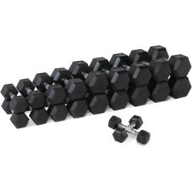 Wf Athletic Supply Rubber Coated Hex Dumbbell Set, Multiple Choices Available - Dumbbells With Rack Stand And Mat, Or Dumbbells Only (200550120021003000 Lb) (C 5-50Lb Dumbbells Only)
