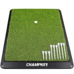 Champkey Premium Synthetic Turf Golf Hitting Mat Heavy Duty Rubber Base Golf Practice Mat Come With 1 Rubber Tee And 9 Plastic Tees (16