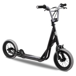 Mongoose Trace Youth Kick Scooter Folding and Non-Folding Design, Regular, Lighted, and Air Filled Wheels, Multiple Colors, Black (R6331AZA)