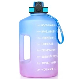 Etdw Gallon Water Bottle With Time Marker Bpa Free, 128Oz Motivational Water Jug With Handle Pop Up Gym Bottle Jug For Outdoor Activity Purple