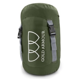 Gold Armour Nylon Compression Stuff Sack, 8L15L20L35L Lightweight Sleeping Bag Compression Sack Great - Space Saving Gear For Travel, Camping, Backpacking (Od Green, Large)