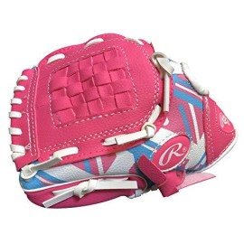 Rawlings Remix Series Youth Tball/Baseball Glove, Left Hand Throw, Pink/Blue/White, 9 Inch (Ages 3-5) (Amarem91P-0/6)