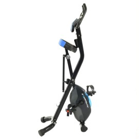 EXERPEUTIC 675 XLS Bluetooth Smart Technology Folding Upright Exercise Bike, 400LBS, black / blue