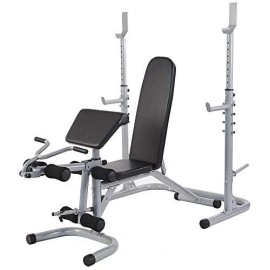Sporzon Multifunctional Workout Station Adjustable Olympic Workout Bench With Squat Rack, Leg Extension, Preacher Curl, And Weight Storage, 800-Pound Capacity, Gray, Model Number: Rs60