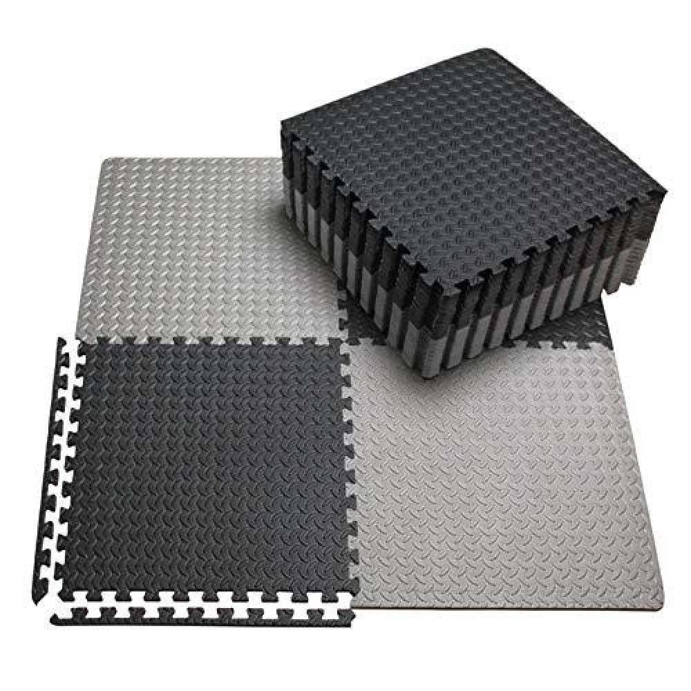 Innhom Gym Flooring Gym Mats Exercise Mat For Floor Workout Mat Foam Floor Tiles For Home Gym Equipment Garage, 12 Black And 12 Gray