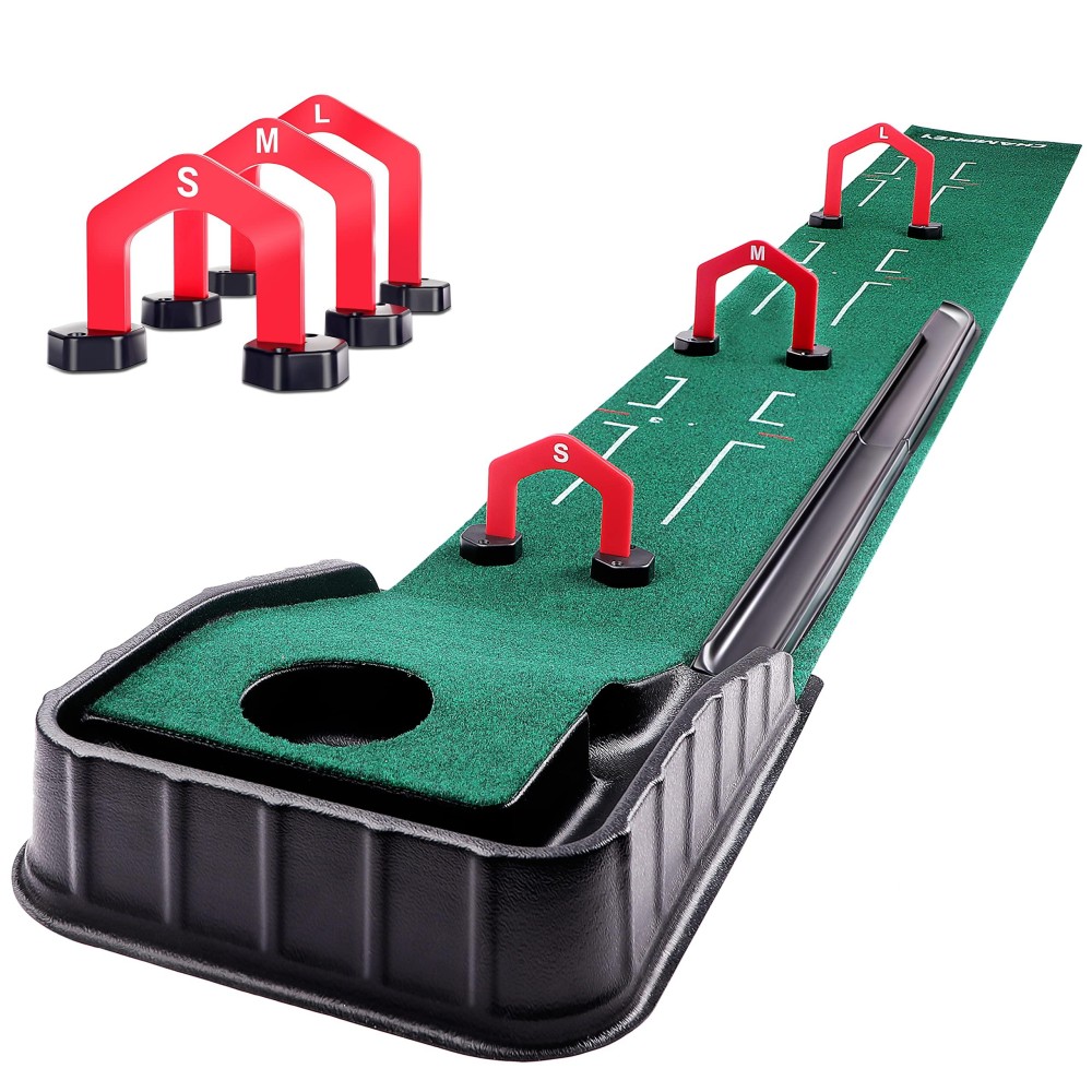 Champkey Premium Golf Putting Mat Come With Golf Putting Gates - True Roll Surface With Advanced Alignment Guides Golf Putting Green (Lite Version)