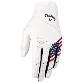 Callaway Golf Mens Weather Spann Premium Synthetic Golf Glove (Medium-Large, Single, Usa, Worn On Left Hand )