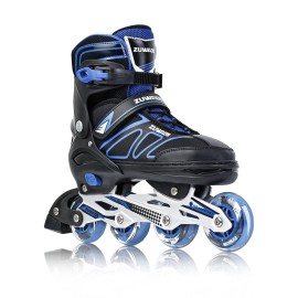 Zuwaos Adjustable Inline Skates For Kids And Adults With Light Up Wheels Beginner Skates Safe And Durable Inline Roller Skates For Girls And Boys, Mens And Womens Black Size