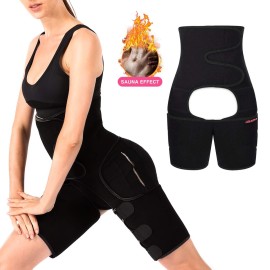 Mizatto Workout Waist Trainer For Women, Neoprene Sweat Band Waist Belt Whole Body Fitness Thigh Trainer Butt Lifter Black Xl