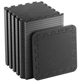 Edukit Eva Gym Foam Mat 24 Pieces 305 X 305Cm Black Non-Slip Interlocking Puzzle Floor Tiles For Home, Exercising, Garage