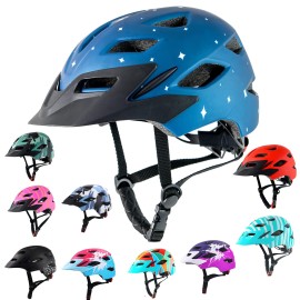 Bavilk Kids Bike Helmet Child Youth Adjustable Multi-Sport Bicycle Cycling Scooter Led Light Detachable Visor Girls Boys