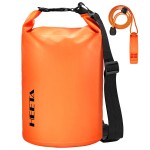 Heeta Waterproof Dry Bag For Women Men (Upgraded Version), Roll Top Lightweight Dry Storage Bag Backpack With Emergency Whistle For Travel, Swimming, Boating, Kayaking, Camping, Beach (Orange, 5L)