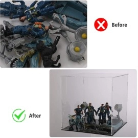 Evron Display Case for Collectibles Assemble Clear Acrylic Box Alternative Glass Case for Display Action Figures Home Storage & Organizing Toys (10x10x10 inch; 25x25x25 cm)