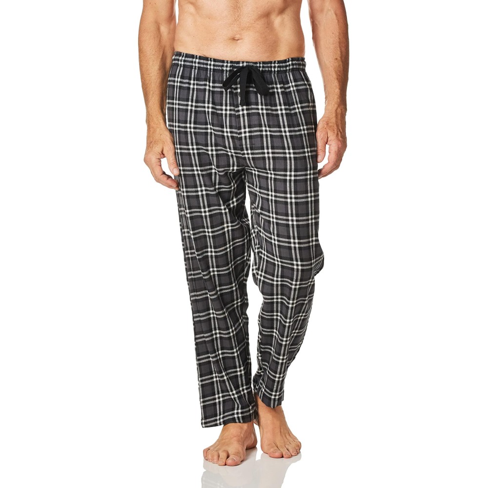 Fruit Of The Loom Mens Yarn-Dye Woven Flannel Pajama Pant, Grey Plaid, Large