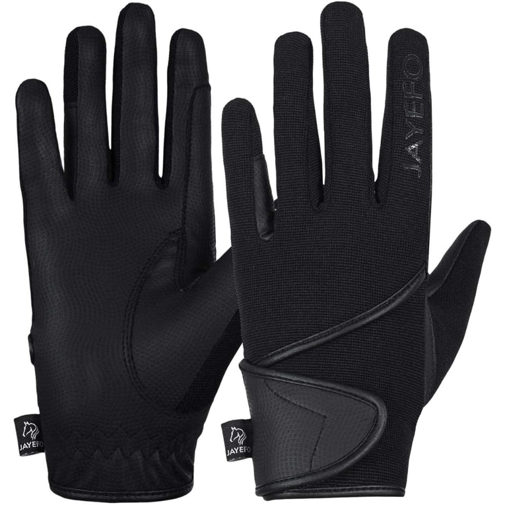 Jayefo All Season Men & Women Horse Riding Gloves (Black, Small)