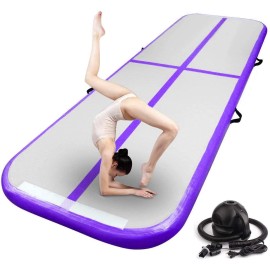 Fbsport 10Ft Inflatable Air Gymnastics Mat Training Mats 4 Inches Thickness Gymnastics Tracks For Home Use/Training/Cheerleading/Yoga/Water With Pump