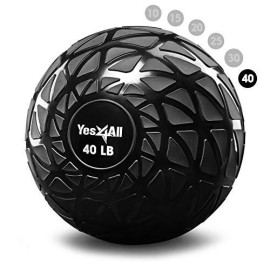 Yes4All Fitness Slam Medicine Ball 40Lbs For Exercise, Strength, Power Workout Workout Ball Weighted Ball Exercise Ball Dynamic Black