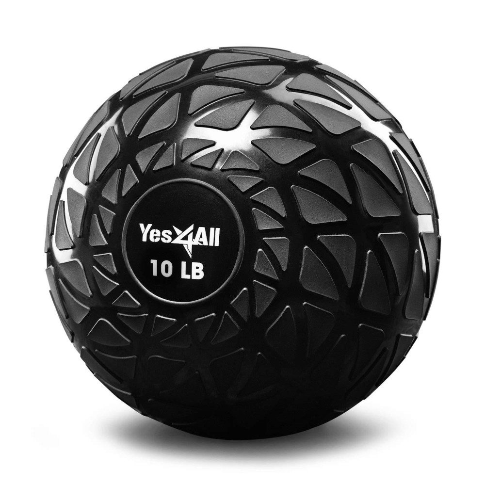 Yes4All Fitness Slam Medicine Ball 10Lbs For Exercise, Strength, Power Workout Workout Ball Weighted Ball Exercise Ball Dynamic Black