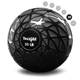 Yes4All Fitness Slam Medicine Ball 30Lbs For Exercise, Strength, Power Workout Workout Ball Weighted Ball Exercise Ball Dynamic Black