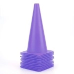 12 Inch Purple Traffic Training Cones, Plastic Safety Parking Cones, Agility Field Marker Cones For Soccer Basketball Football Drills Training, Outdoor Sport Activity Festive Events - 12 Pack