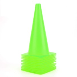 12 Inch Green Traffic Training Cones, Plastic Safety Parking Cones, Agility Field Marker Cones For Soccer Basketball Football Drills Training, Outdoor Sport Activity Festive Events - 12 Pack