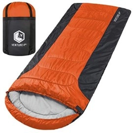 Venture 4Th 3-Season Xl Sleeping Bag, Extra Large - Lightweight, Comfortable, Water Resistant, Backpacking Sleeping Bag For Big And Tall Adults - Ideal For Hiking, Camping & Outdoor - Orange/Gray